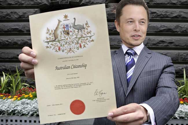 elon musk合成与澳大利亚国籍证书